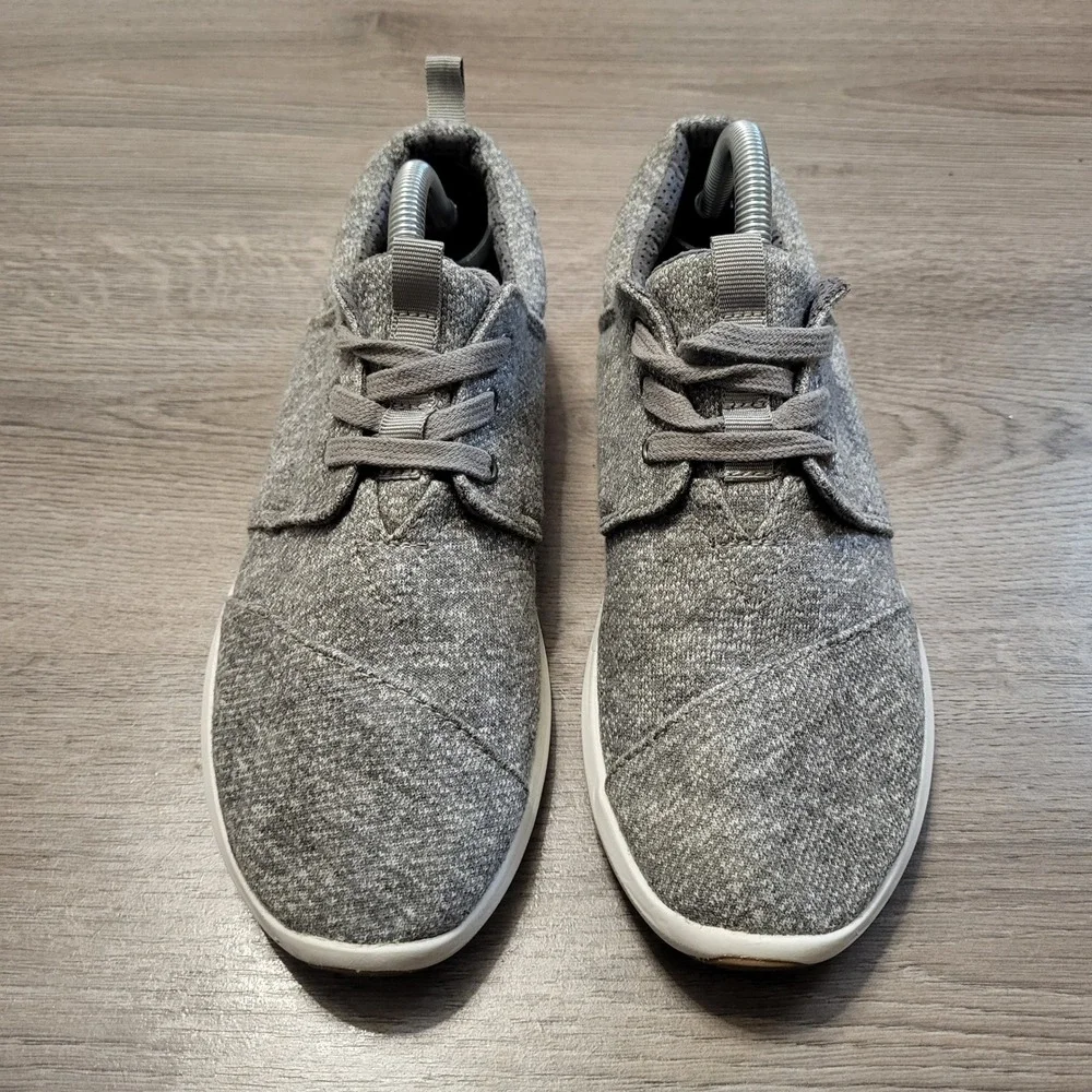 TOMS Del Rey Gray Knit Low Top‎ Lace Up Sneakers Womens size 8 Casual Textile